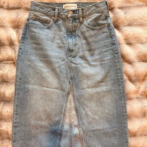 Midi Denim Slit Skirt